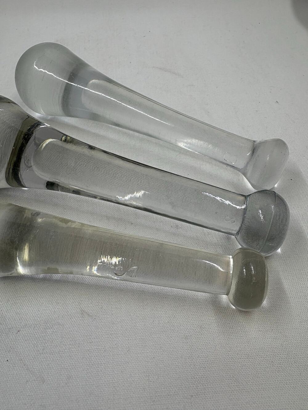 Set of 3 Vintage Apothecary/Pharmacy Glass Pestles Embossed "8OZ" ~5”